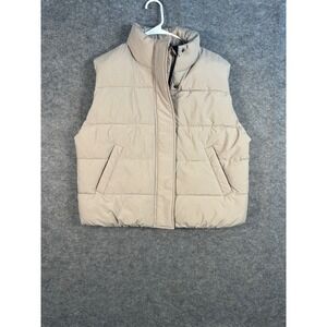 HFX‎ Outdoors Mens Puffer Vest Medium M Beige Sleeveless Padded Casual Warm